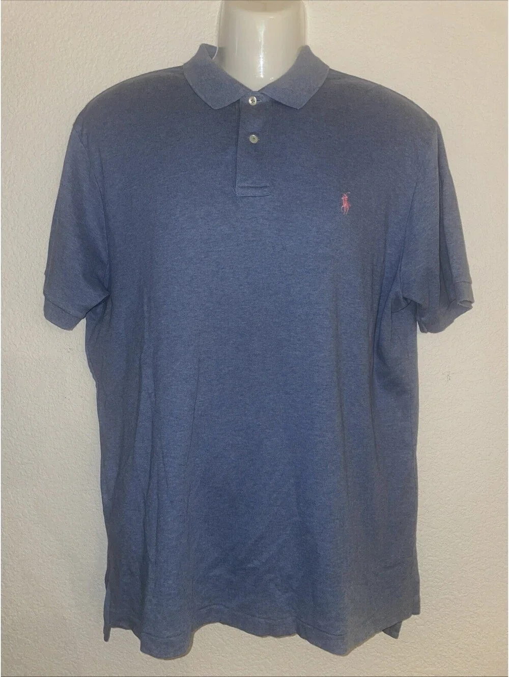 Polo by Ralph Lauren Shirt Mens Large Blue Casual Short Sleeve Pink Pony Soft